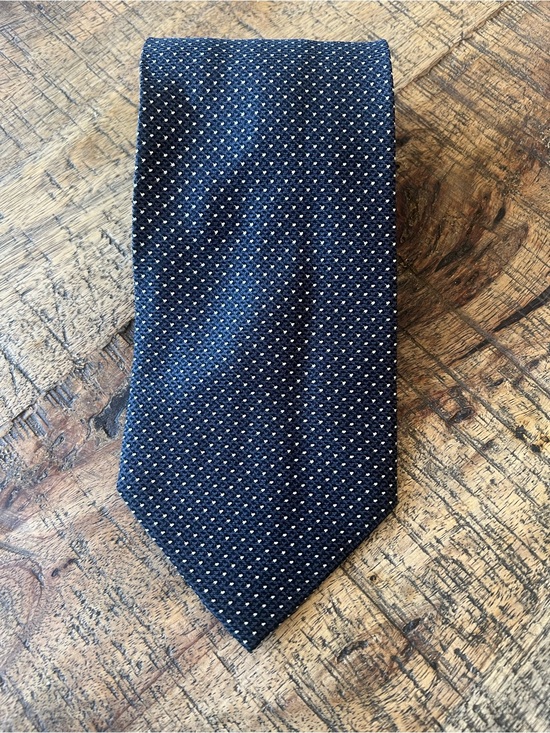 None Other - Classic Navy Microdot Tie — Men's Elegant Dress Accessory